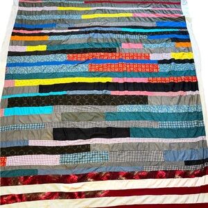 Vintage Colorful Patchwork Quilt top no backing 64” x 86”
